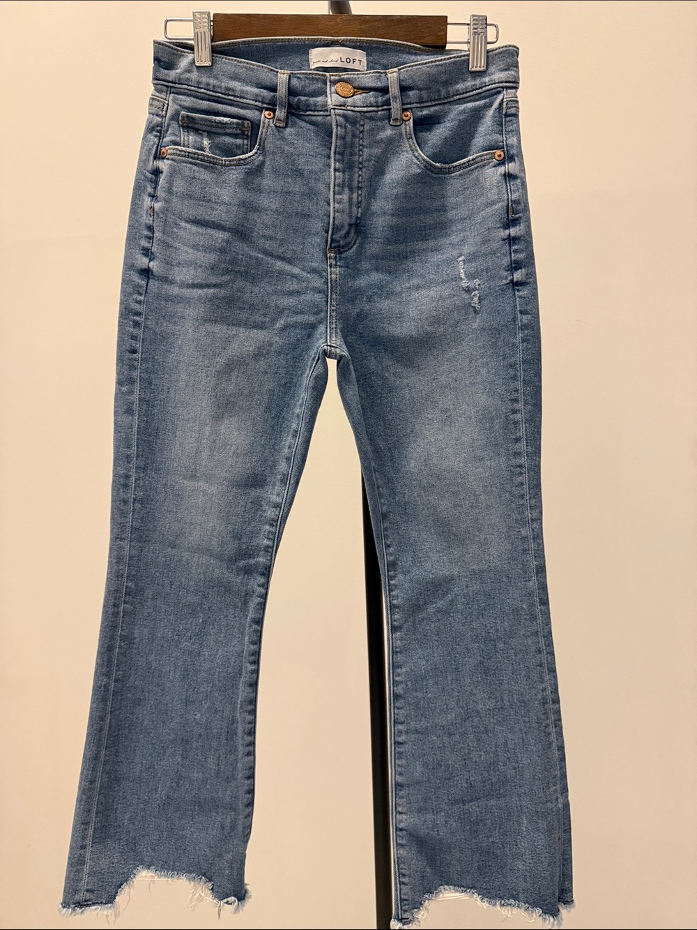LOFT Light Blue High-Rise Flared Crop Jeans | Size 6/28 P